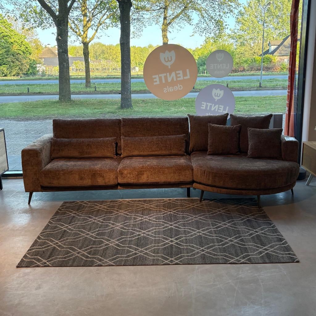 Bank rond eiland taupe hotel chique 330x130cm, Huis en Inrichting, Banken | Bankstellen, Zo goed als nieuw, Rechte bank, Driepersoons