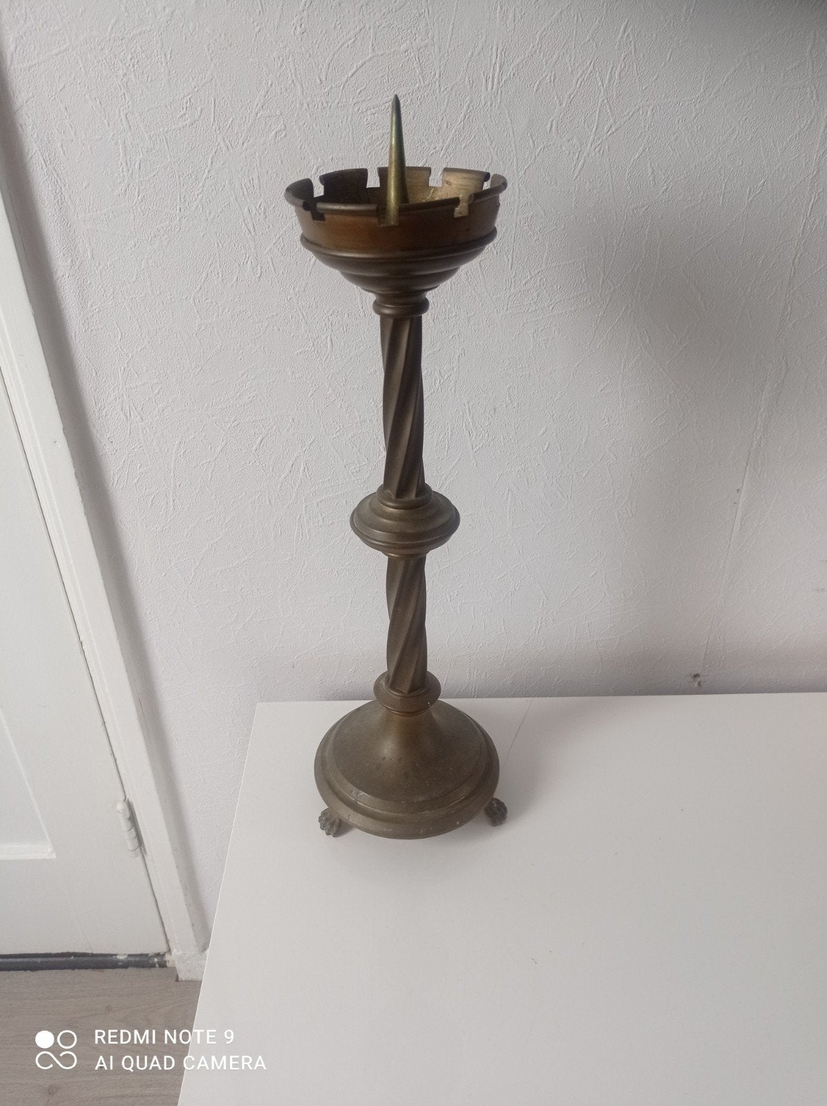 Antieke bronzen kerk kandelaar - 45 cm hoog, Ophalen of Verzenden