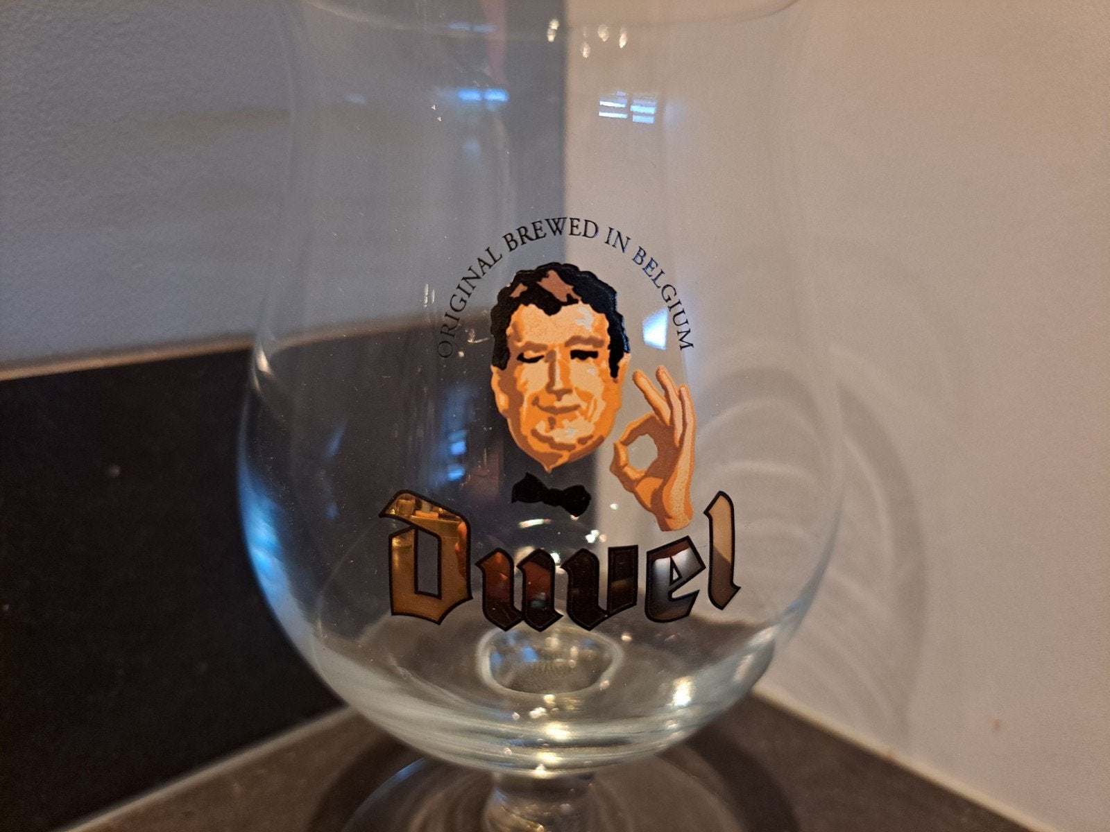 Duvel bierglas met logo en mannetje, Ophalen of Verzenden