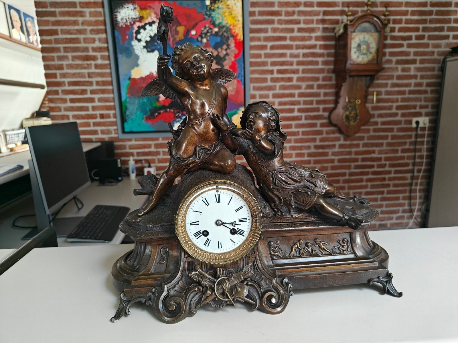 Bronzen antiek originele pendule tafelklok, Ophalen