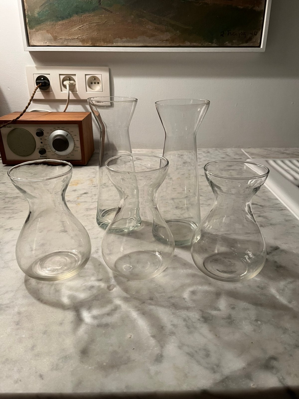 VAZEN HYACINTHGLAS ANTIEK 5 STUKS, Ophalen of Verzenden