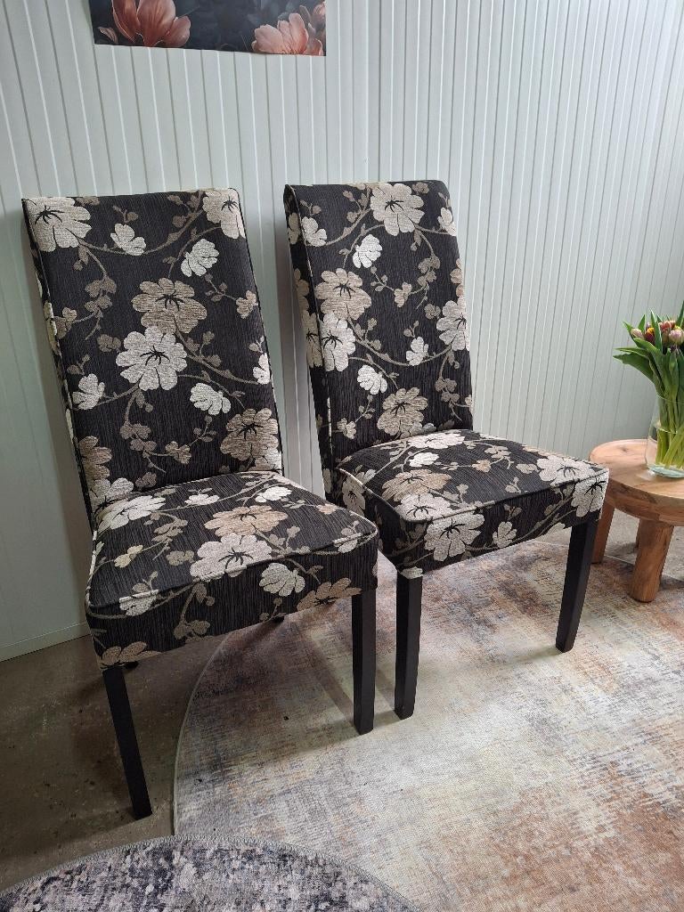 2 eetkamerstoelen met bloemenprint, nieuw, BIEDEN, Huis en Inrichting, Stoelen, Ophalen, Twee, Overige kleuren, Nieuw