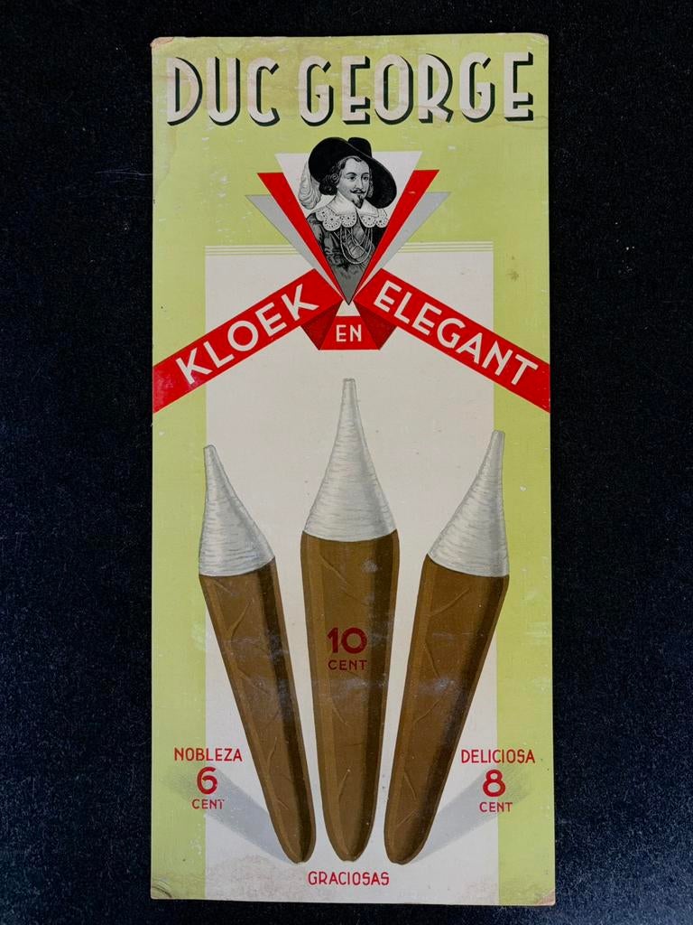 Supermooie kartonnen display duc george sigaren bazelmans, Ophalen, Gebruikt, Reclamebord