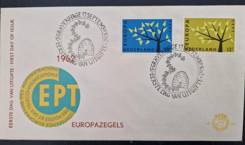 Nederland 1962  - FDC E53 - Europa, Verzenden, Na 1940