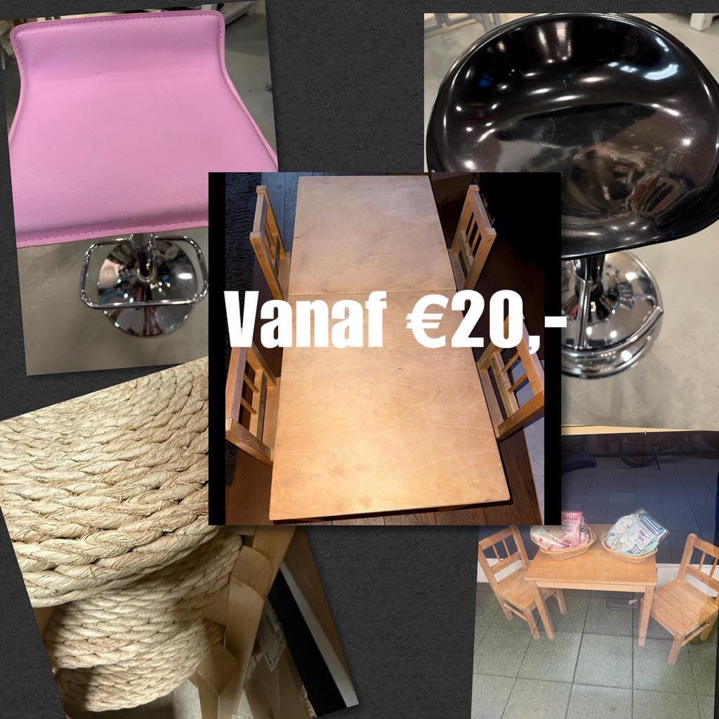 Partij Winkelmeubilair Krukken + Houten Kinder Tafel Set, Ophalen, Overige materialen, Gebruikt, Overige kleuren