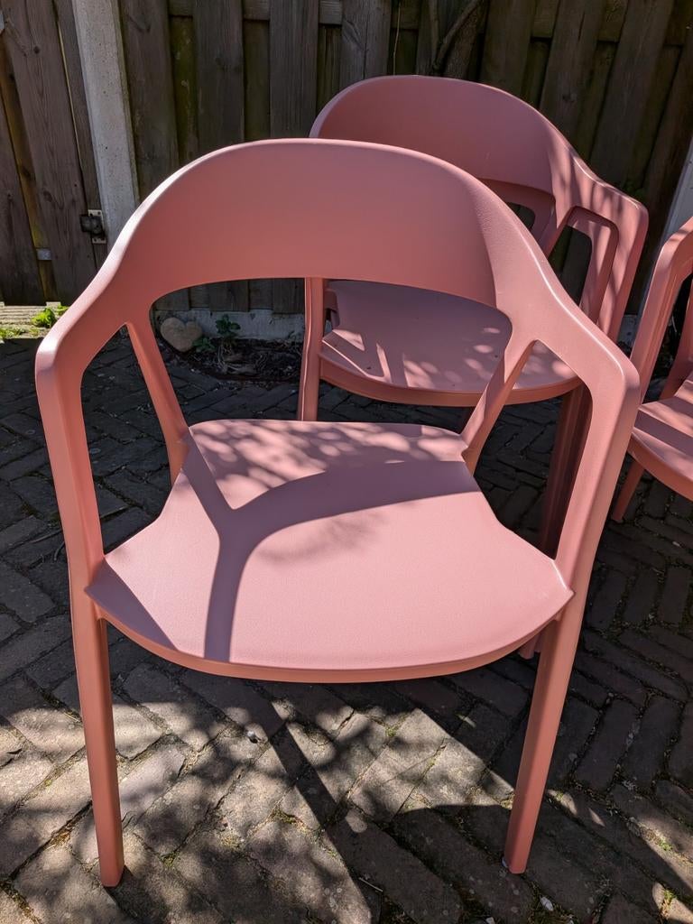 5 oudroze Wakefield tuinstoelen, Ophalen of Verzenden, Zo goed als nieuw, Kunststof, Stapelbaar