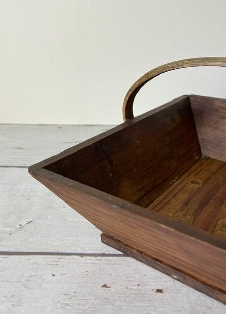 Kleine antieke Franse houten fruitbak pluk bak fruitmand, Ophalen of Verzenden