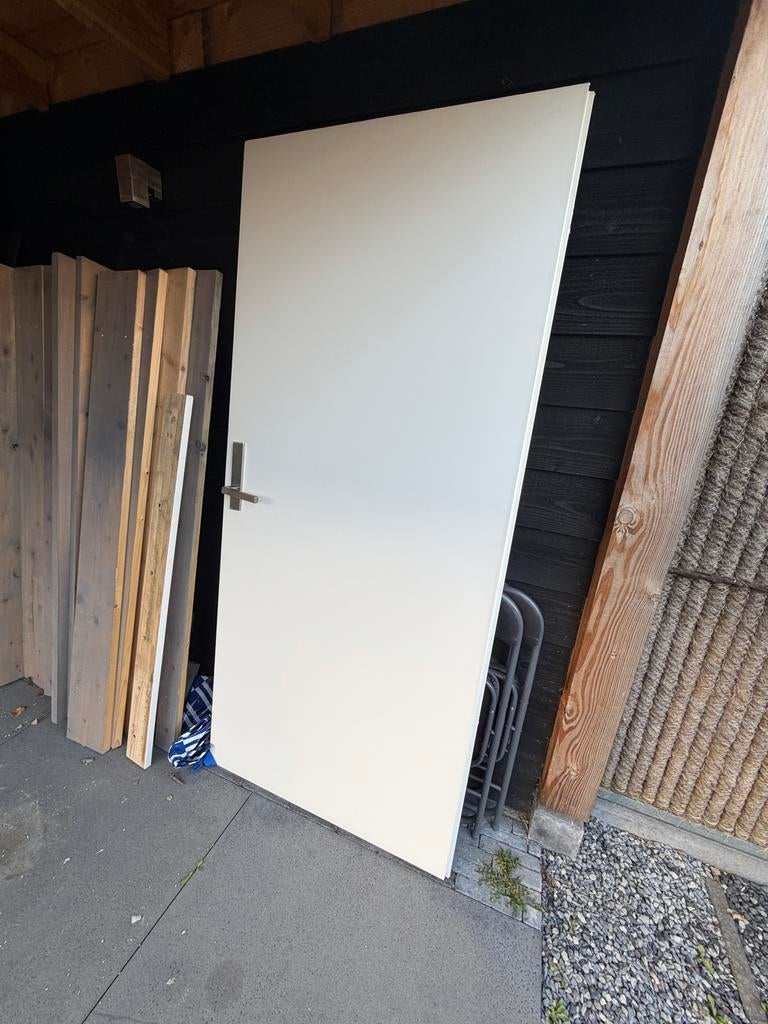 Witte opdek binnendeur, rechtsdraaiend (211,5x93 cm), Ophalen, Gebruikt, 80 tot 100 cm, Binnendeur