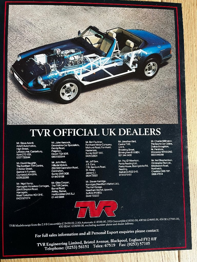 TVR originele advertentie, Ophalen of Verzenden, Gelezen, Overige merken