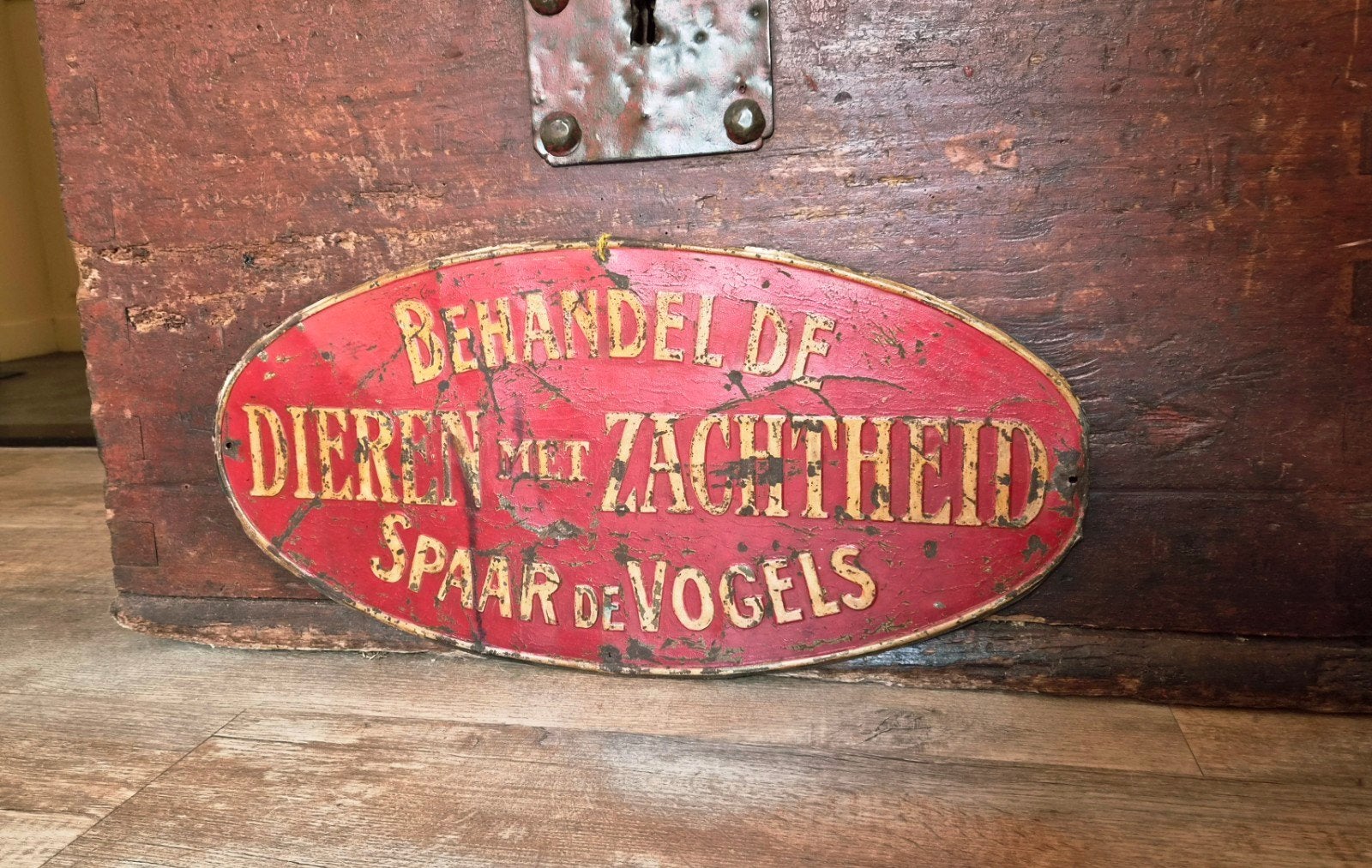 Zeldzaam oud bord 'Dierenbescherming', Ophalen of Verzenden, Gebruikt, Reclamebord