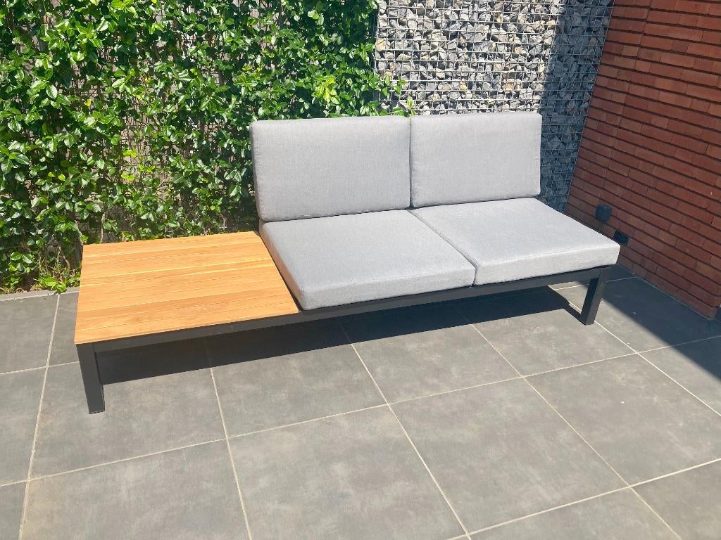 NIEUWE ! Loungebank/Loungeset met kussens. AANBIEDING €175,-, Tuin en Terras, Bank, Teakhout, Nieuw, Loungeset