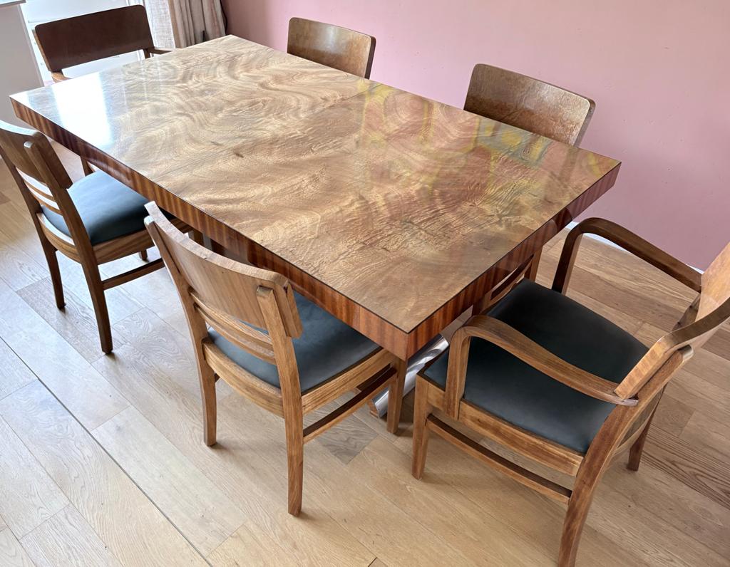 Art Deco Eetkamerset: Tafel en 6 Stoelen, Ophalen