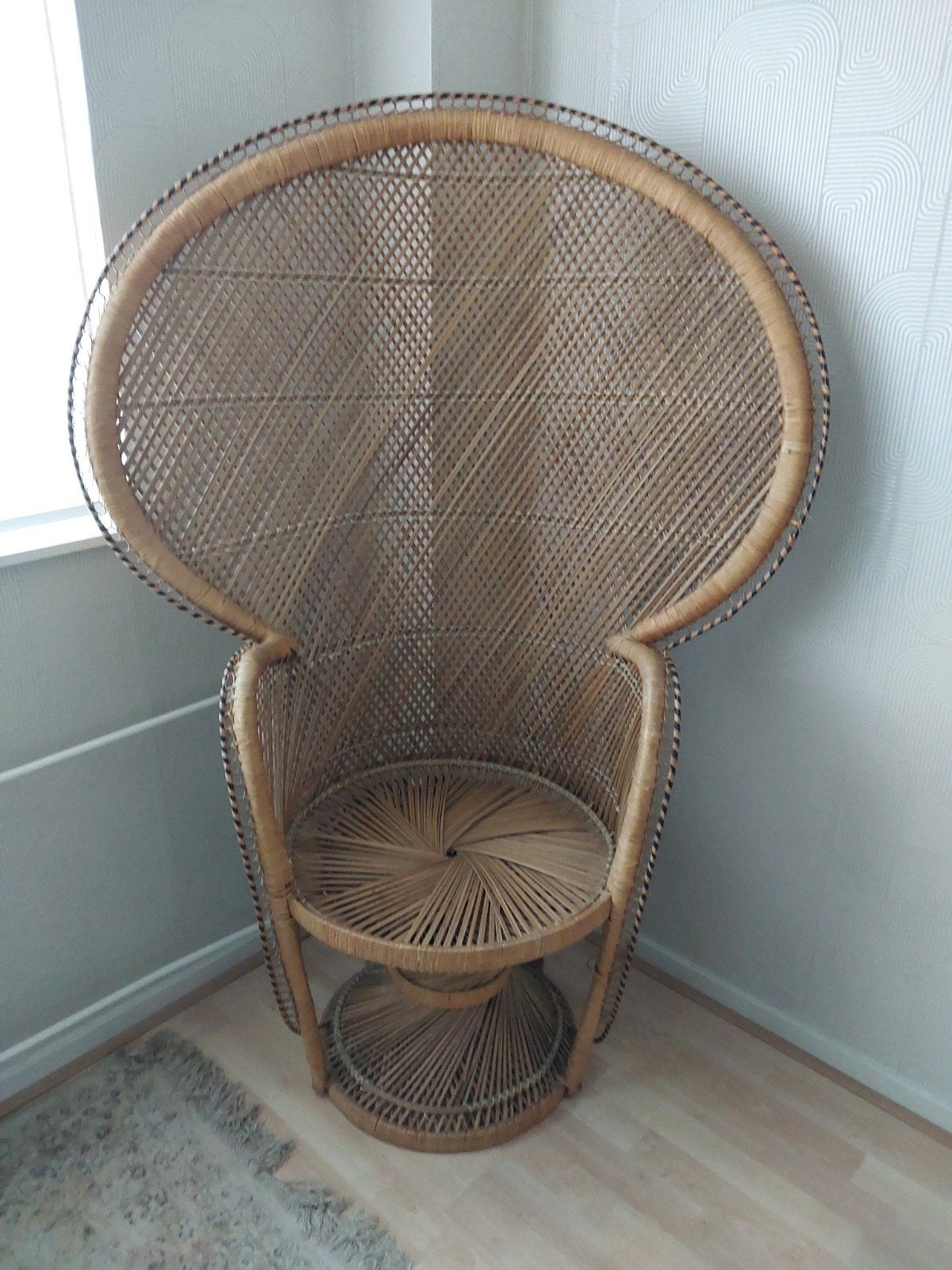 Vintage rotan pauwenstoel - Bohemian stijl, Ophalen