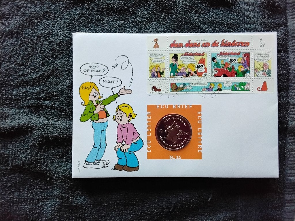 E C U penningen stripfiguren, Postzegels en Munten, Ophalen of Verzenden, Vóór koninkrijk, Overige waardes, Setje