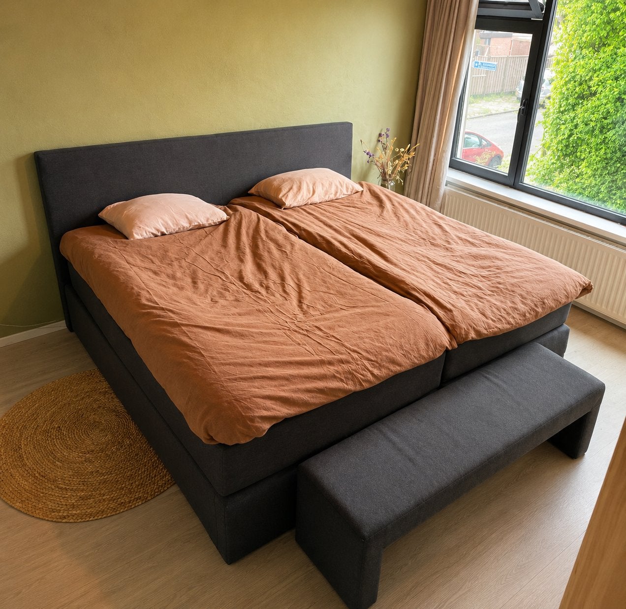 Luxe tweepersoons elektrische boxspring 200cm breed, Ophalen, Gebruikt, Tweepersoons, Overige maten