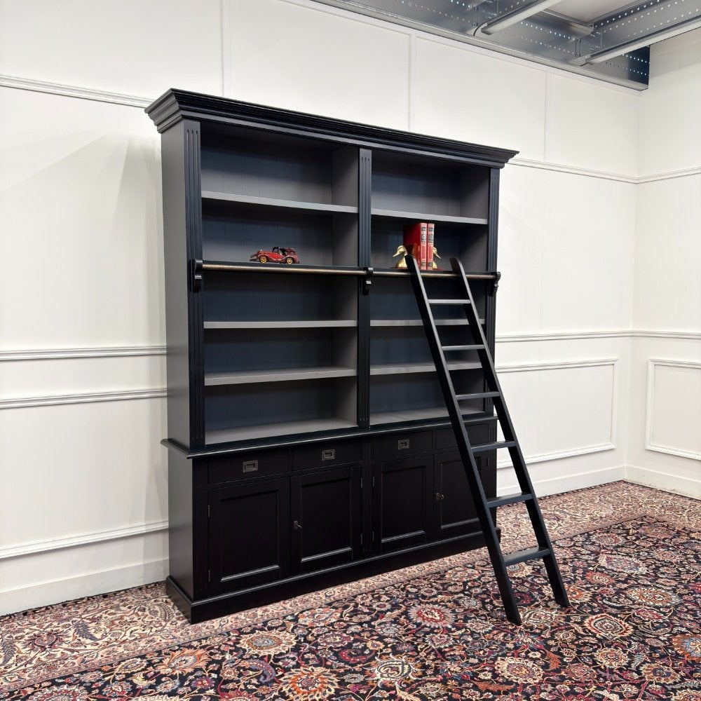Klassiek Engelse Zwarte Boekenkast Bibliotheekkast Kast, Antiek en Kunst, Ophalen of Verzenden