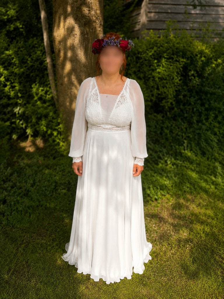 Bianco Evento Trouwjurk Ursula C - Kant & Chiffon, Trouwjurk, Bianca, Wit, Ophalen of Verzenden