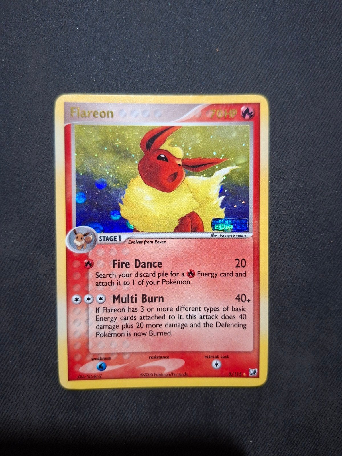 flareon unseen forces Stamped  5/115 reverse holo pokemon, Ophalen of Verzenden, Zo goed als nieuw