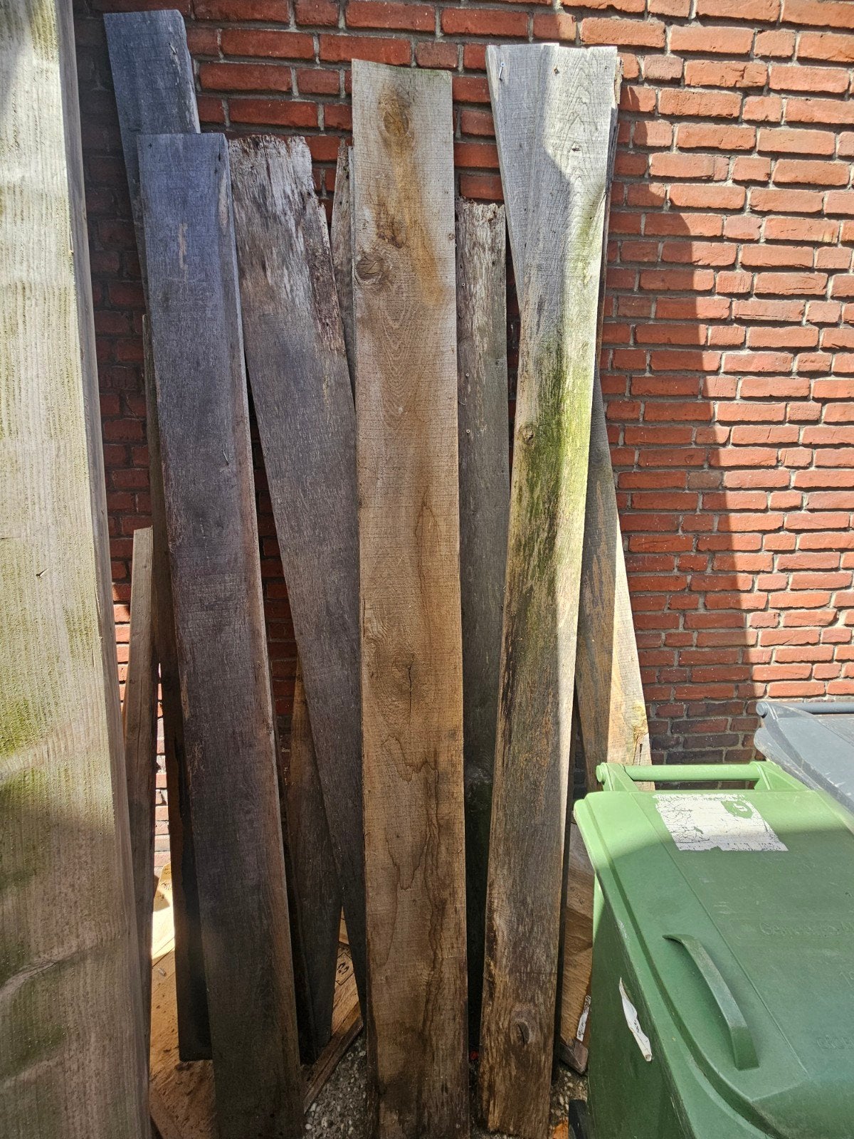 10x zware houten planken 220 x 20+ x 2,5 cm mogelijk eiken, Doe-het-zelf en Verbouw, Hout en Planken, Ophalen, Gebruikt, 25 tot 50 mm