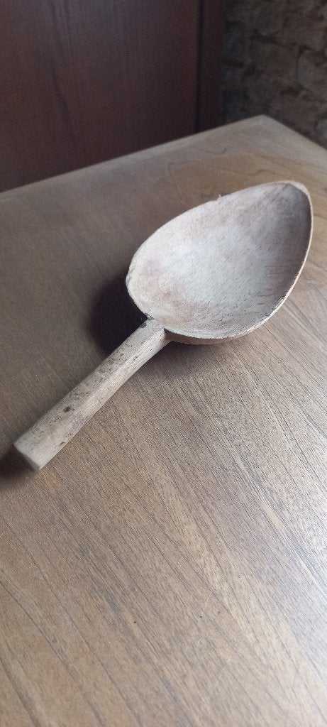 Antieke handgesneden houten scheplepel – boerenantiek, Ophalen of Verzenden