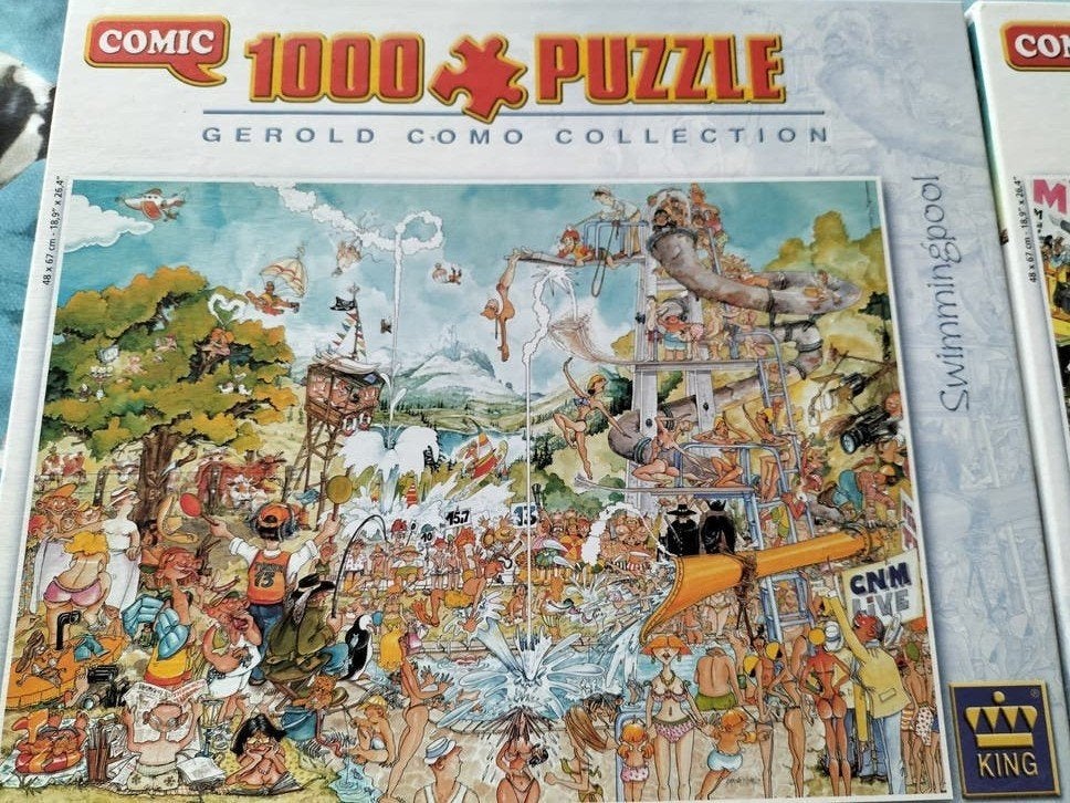 Twee puzzels: Times Square & Swimmingpool, Ophalen of Verzenden, 500 t/m 1500 stukjes, Zo goed als nieuw, Legpuzzel