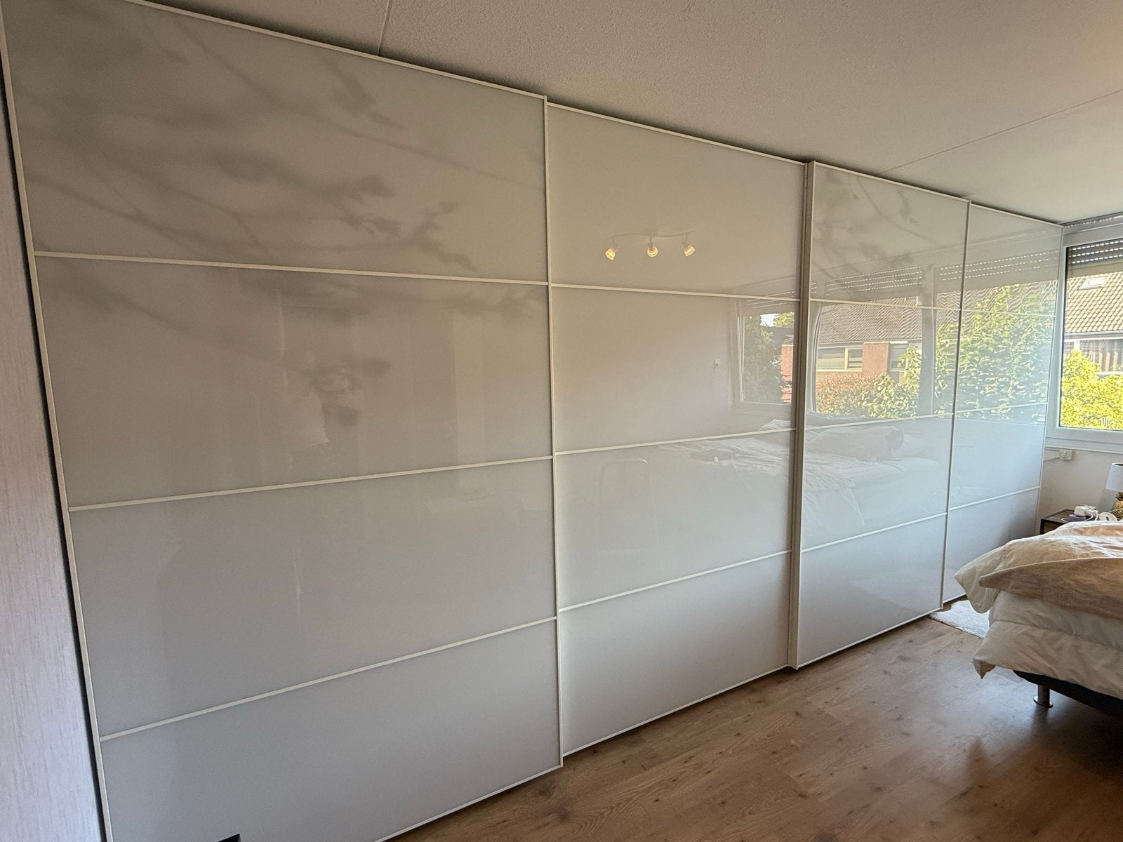 Grote Ikea Pax kast met glazen schuifdeuren, Ophalen, Gebruikt, 200 cm of meer, Glas