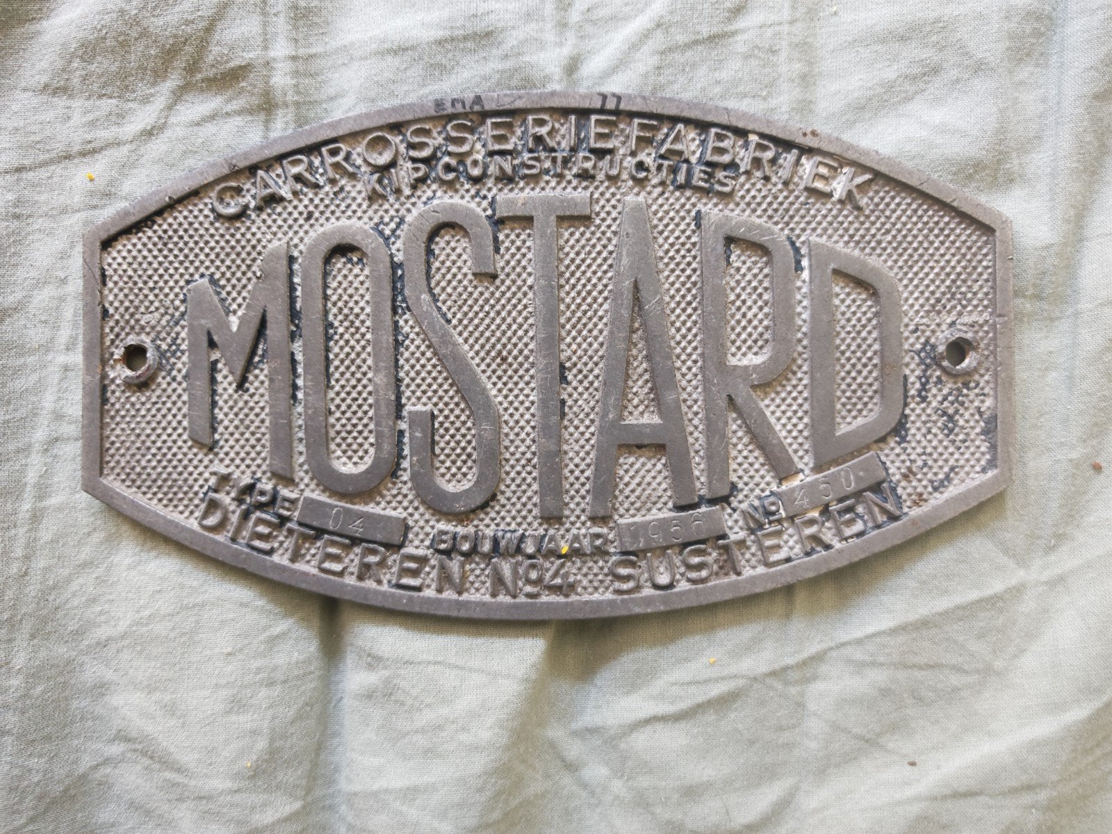 Mostard Carrosseriefabriek fabrieksbordje, Ophalen of Verzenden