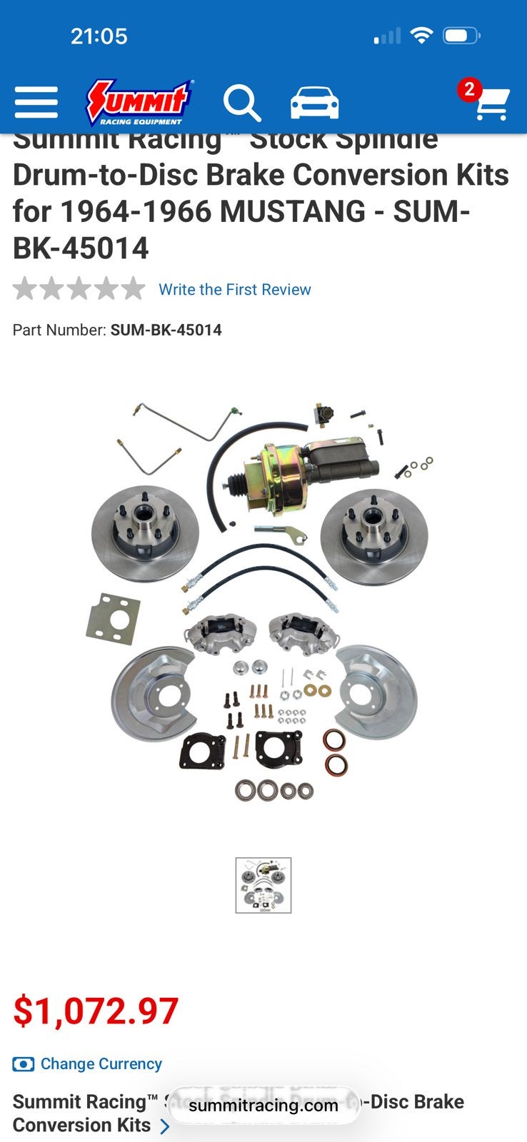 Schijfrem set voor en achter mustang 64-66, Ophalen, Ford, Nieuw, Ford