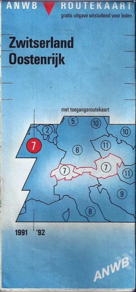 Pl14 plattegrond ANWB Zwitserland Oostenrijk 1991/1992, Ophalen of Verzenden, Gelezen, 2000 tot heden, Landkaart