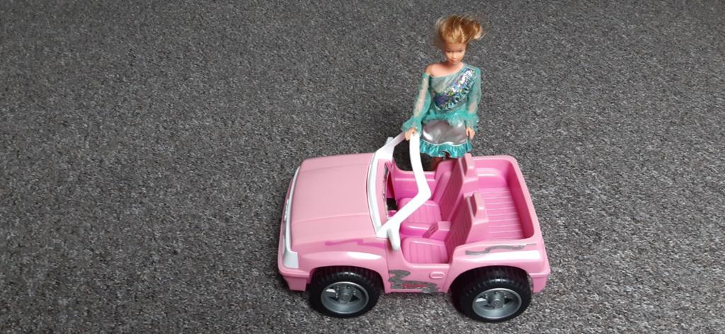 Barbie auto rose met barbie, Ophalen of Verzenden