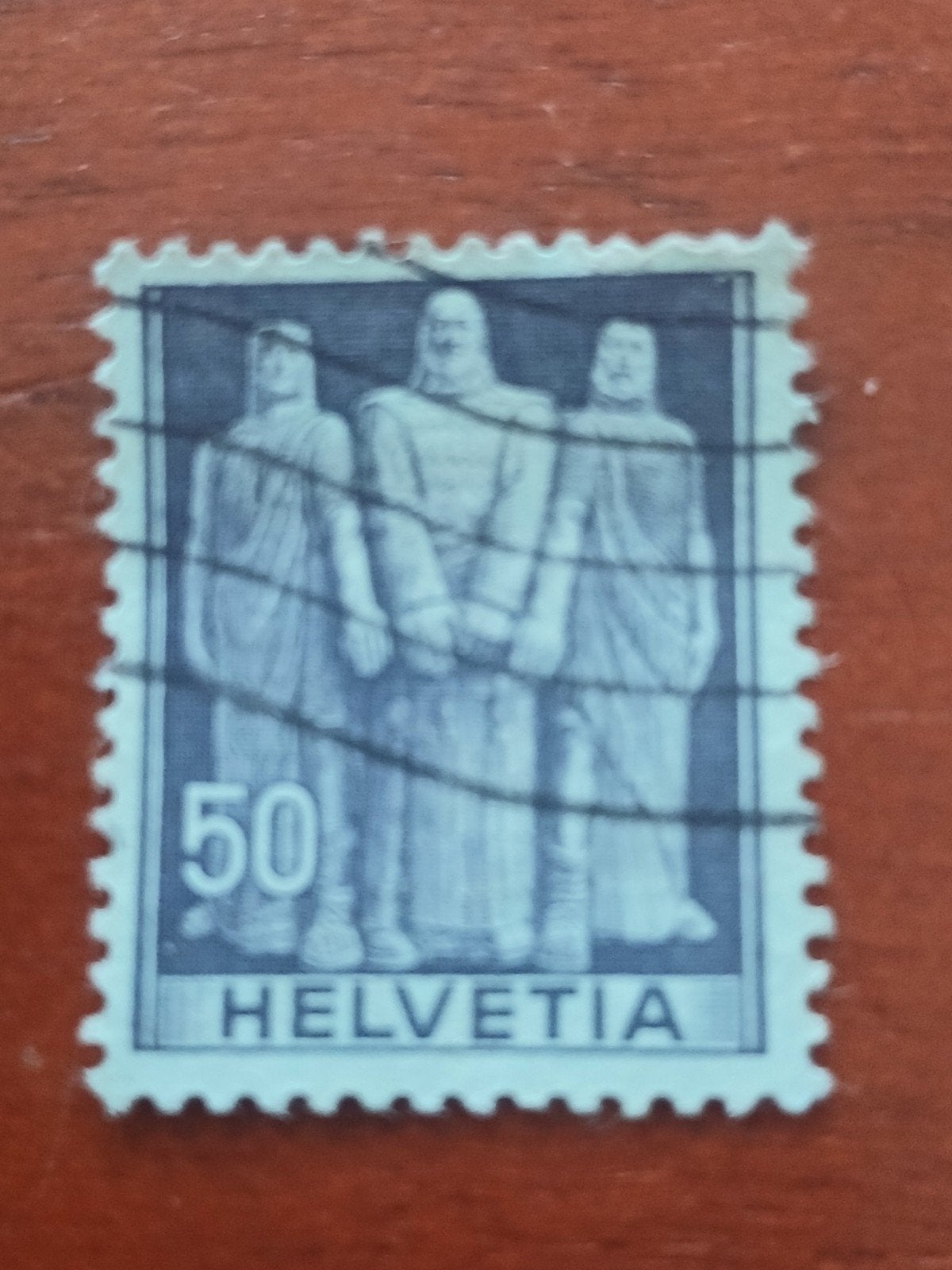 Zwitserland 1938 Helvetia 50 cent postzegel, Ophalen of Verzenden, Gestempeld