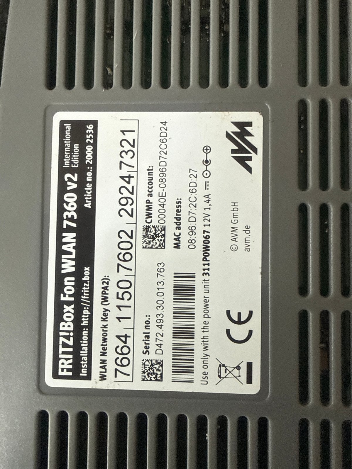 FRITZ!Box Fon WLAN 7360 v2 Router - International Edition, Ophalen of Verzenden, Gebruikt, Router