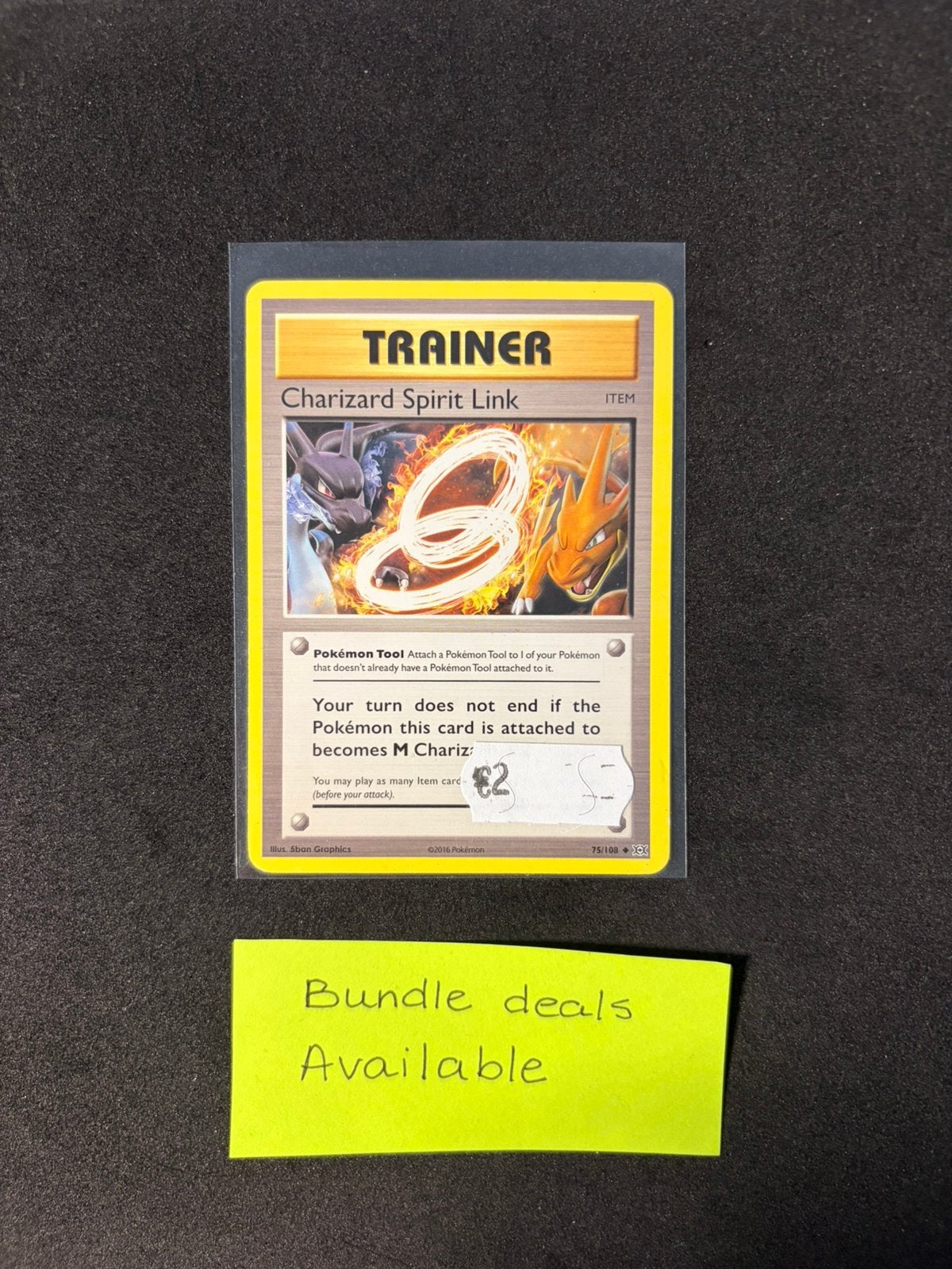 Pokemon kaart Mega Charizard Spirit Link 75 - XY Evolutions, Ophalen of Verzenden, Zo goed als nieuw, Losse kaart