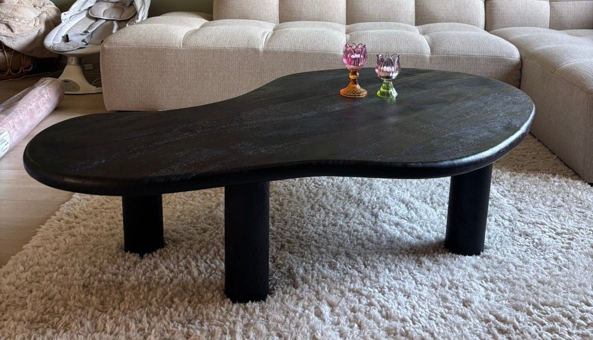 Salontafel organisch model zwart, Ophalen, 100 tot 150 cm, 50 tot 100 cm, Zo goed als nieuw