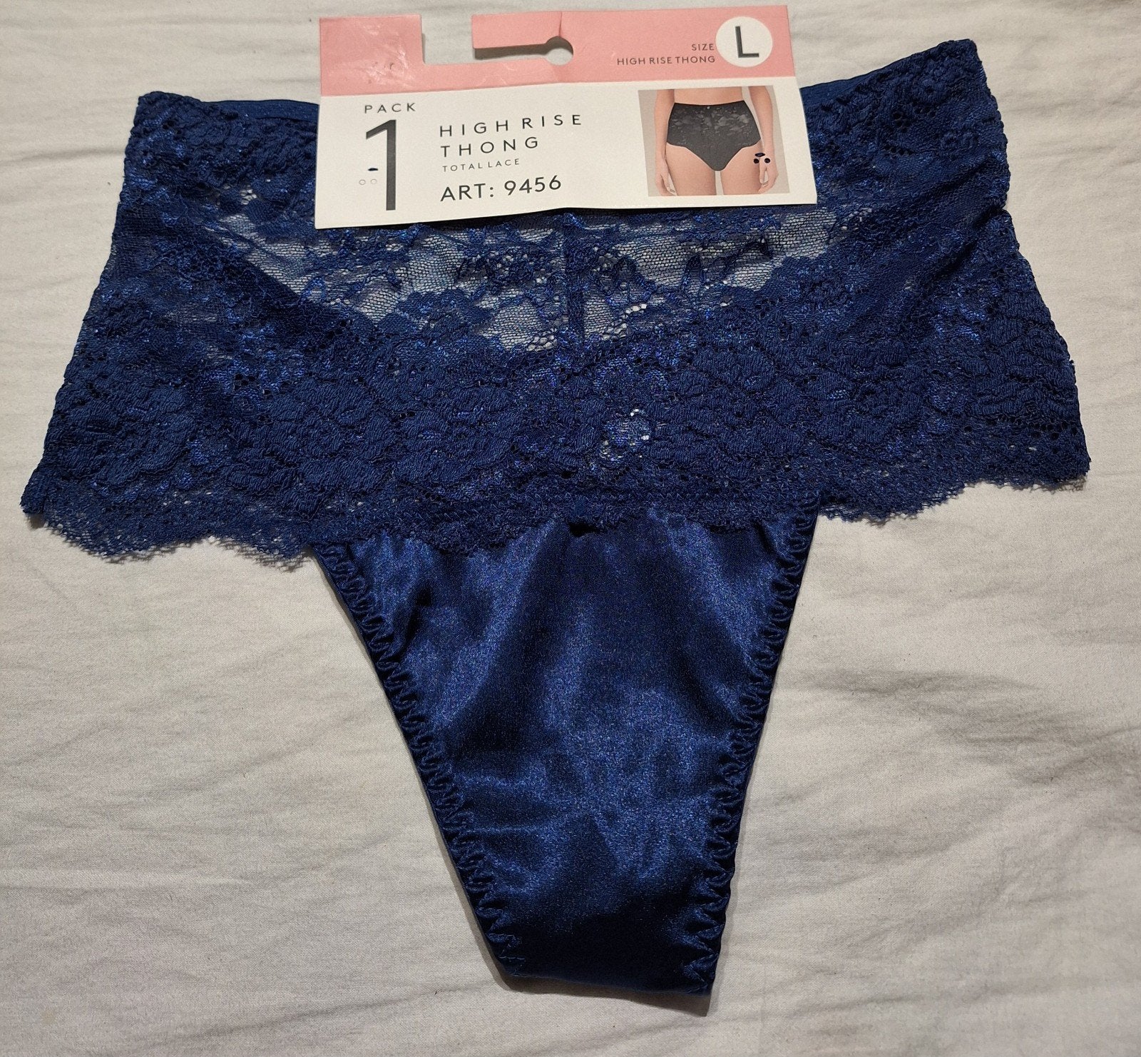 Sexy satijn-kanten slip met hoge taille maat L, Kleding | Dames, Ondergoed en Lingerie, Dyana Intimates, Verzenden, Blauw, Slip