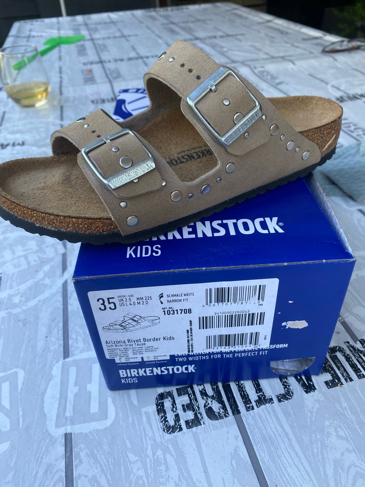 Birkenstock Arizona Rivet Border Kids slippers - Maat 35, Ophalen of Verzenden, Nieuw, Jongen of Meisje, Schoenen