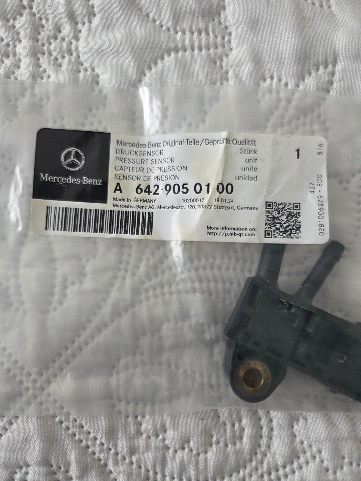 Mercedes-Benz Druk-/Druksensor A 642 905 01 00, Verzenden, Gereviseerd, Mercedes-Benz