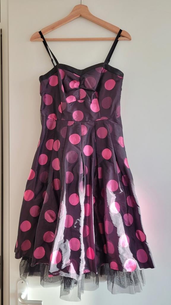 Steps jurk zwart met roze stippen maat 34, Zwart, Nieuw, Ophalen of Verzenden, Knielengte