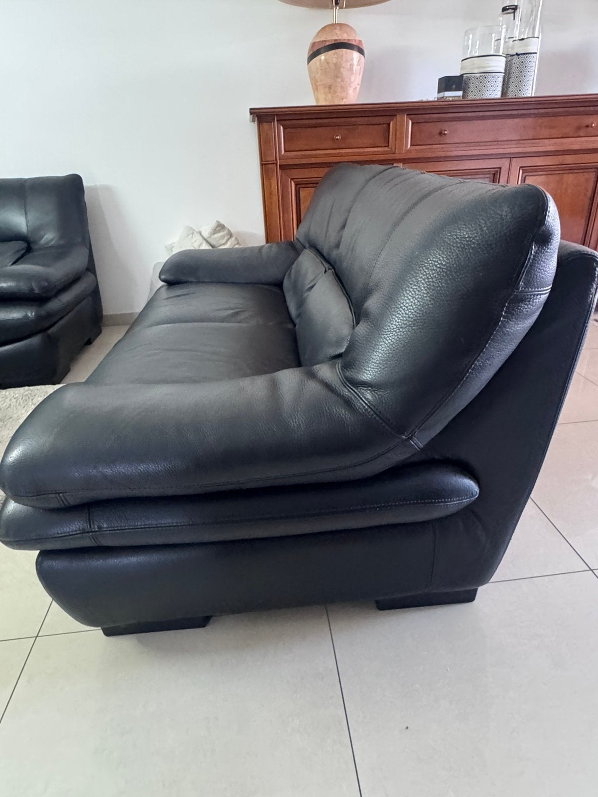 100% lederen comfortabel bankstel, Ophalen, Gebruikt, 150 tot 200 cm, Tweepersoons