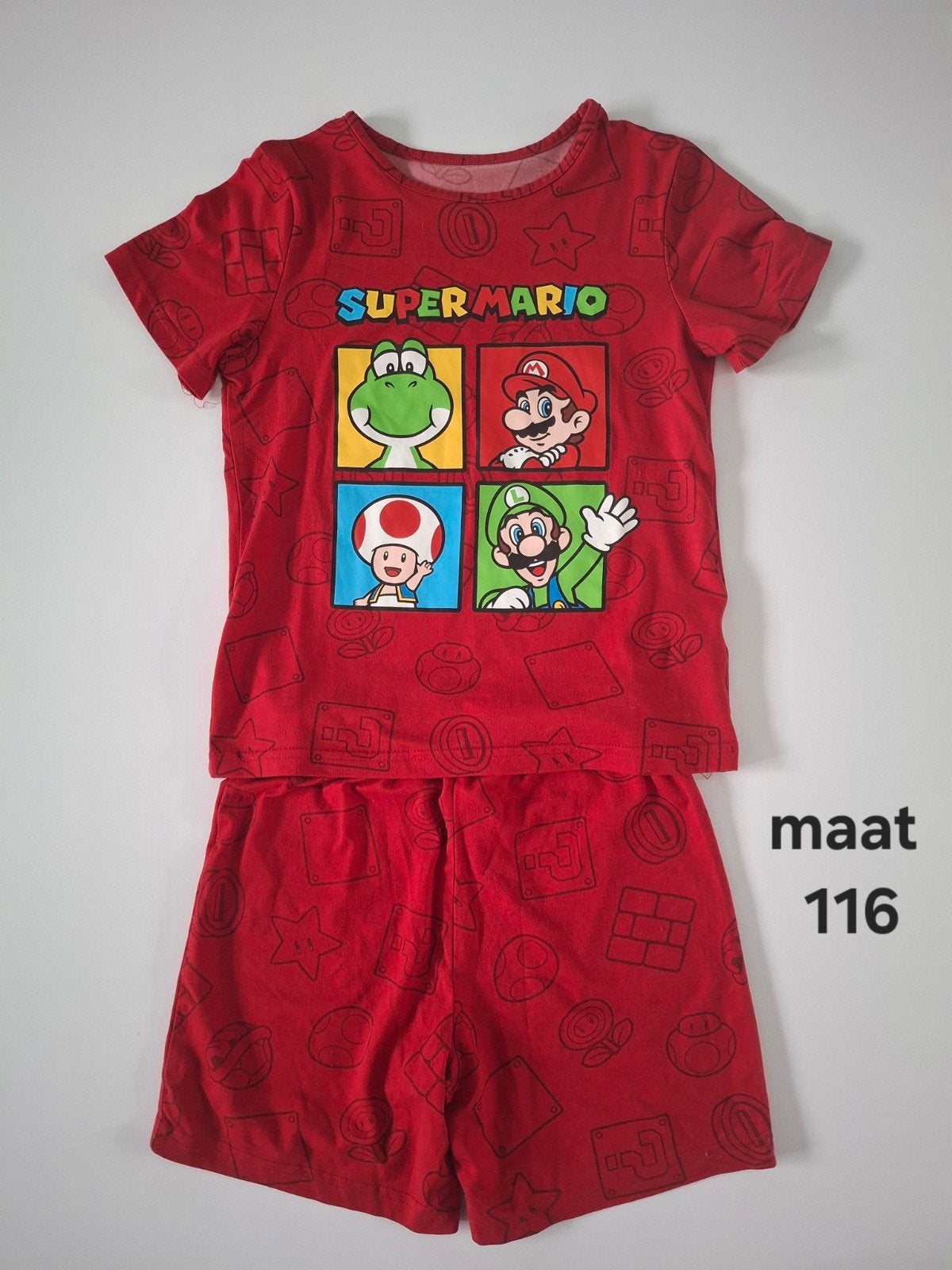 Super Mario shortama maat 116, Super Mario, Nacht- of Onderkleding, Ophalen of Verzenden, Zo goed als nieuw