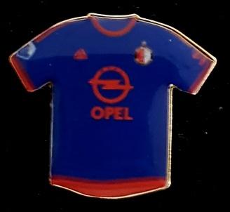 Opel Feyenoord shirt pin- blauw epoxy, Verzenden, Nieuw, Sport, Speldje of Pin