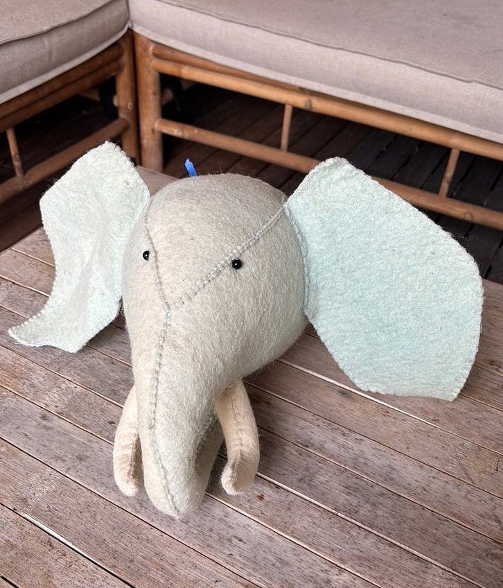 Dierenkop olifant, Ophalen, Groen, Gebruikt, Wandhanger