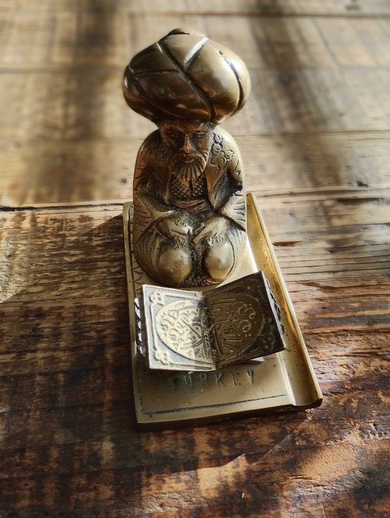 Vintage Bronzen Islamitische Perzische bureau pennenhouder, Antiek en Kunst, Ophalen of Verzenden