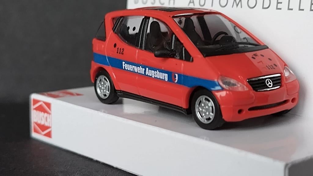Mercedes Benz A Klasse Feuerwehr Augsburg 1:87 Busch Pol, Overige merken, Busch Gmbh, Auto, Verzenden