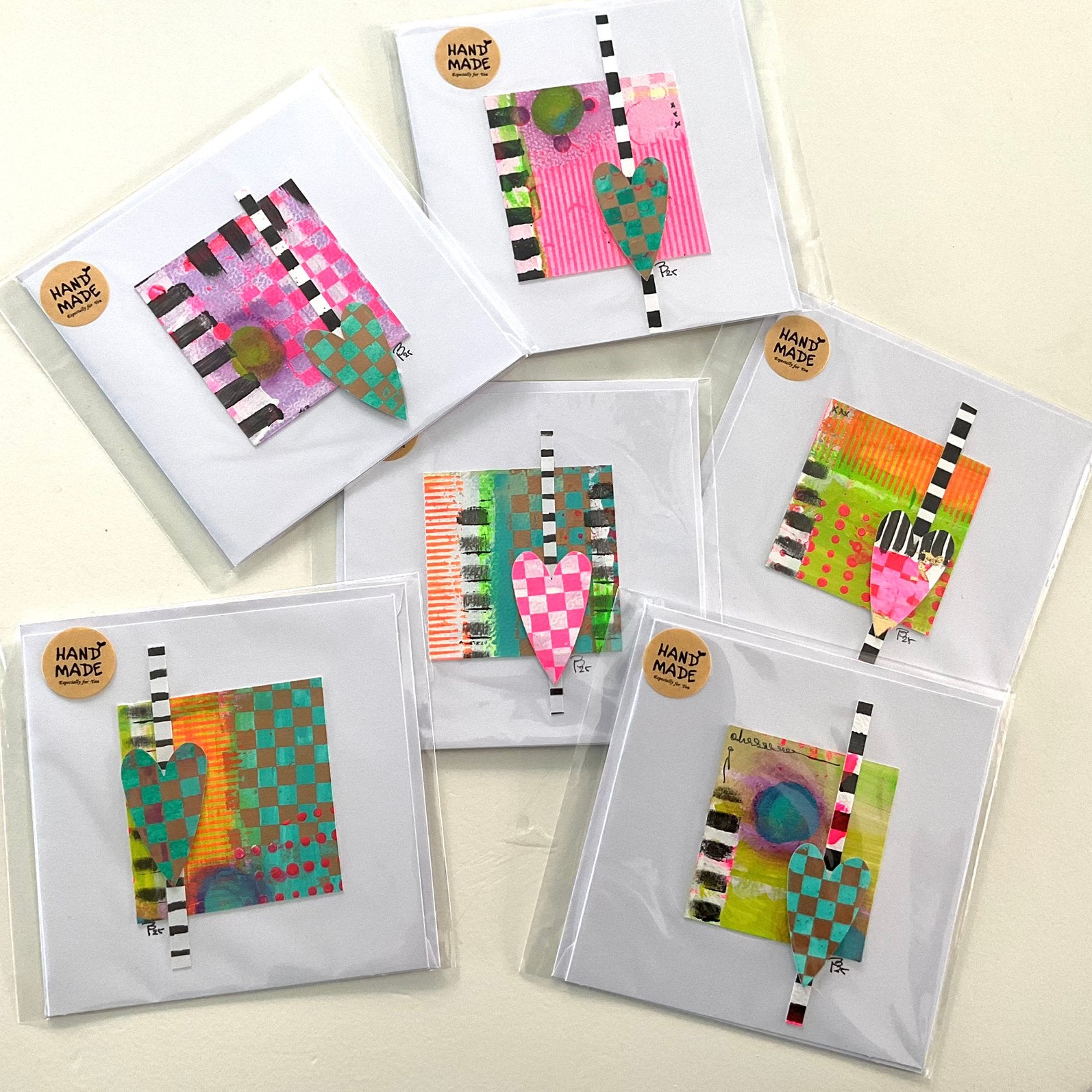 Set met 6 artistieke wenskaarten hart , H 2, Diversen, Wenskaarten, Ophalen of Verzenden, Nieuw