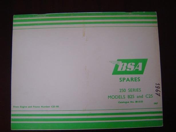 BSA B25 C25 1967 250cc motorcycle parts list teile katalog, Ophalen of Verzenden, Overige merken