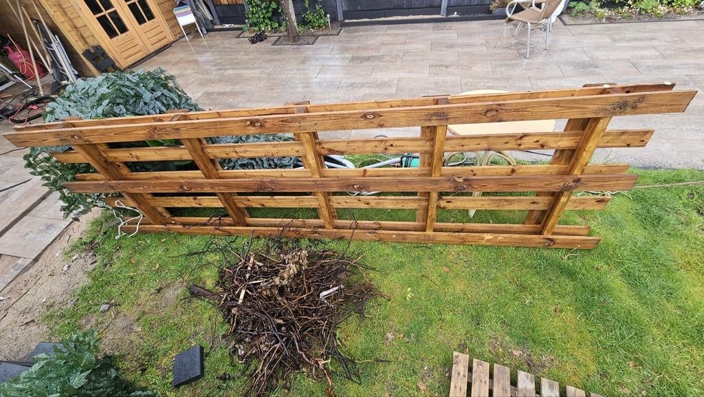 Grote houten pallet 360 x 104 cm, Ophalen, Gebruikt, Hout, Tuinhek
