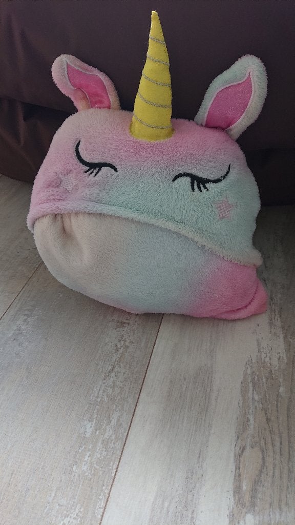 Unicorn / eenhoorn fleece draagdeken / deken met capuchon, Ophalen of Verzenden, Zo goed als nieuw, Onbekend, Meisje