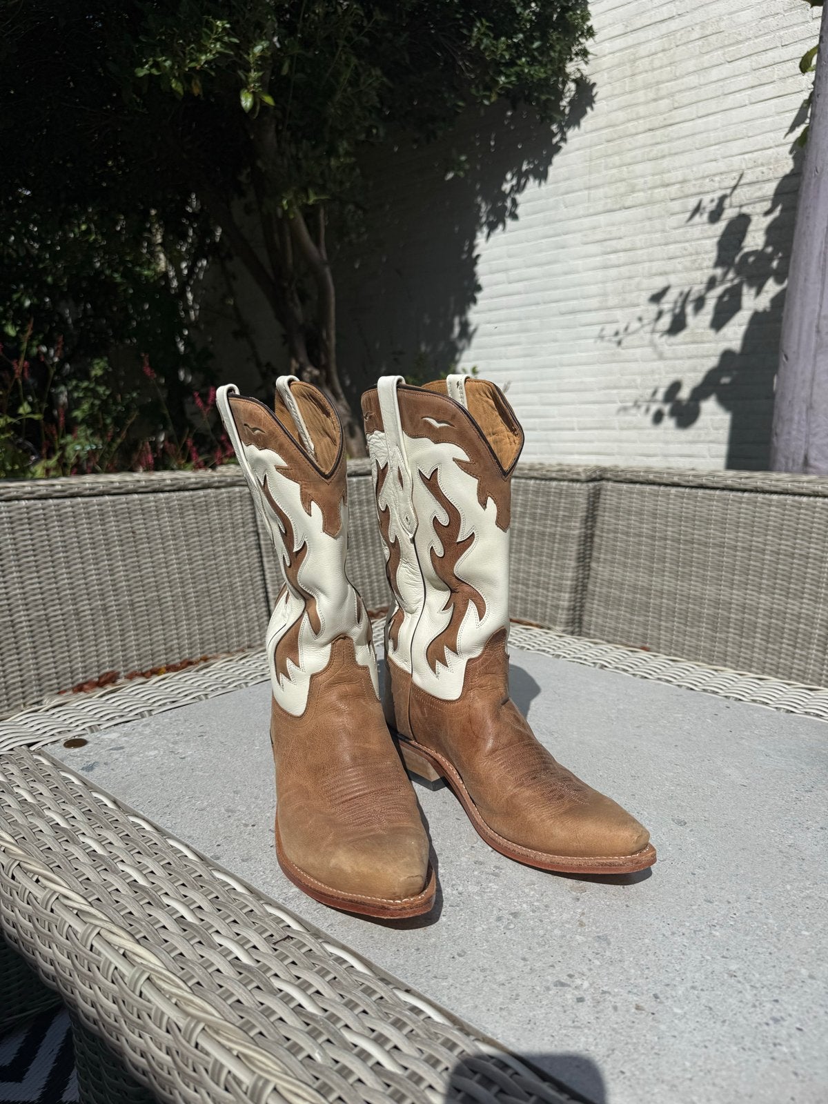 Bootstock Laarzen - Bruin/Wit Leer, Maat 41, Ophalen of Verzenden, Zo goed als nieuw, Bruin, Lage of Enkellaarzen