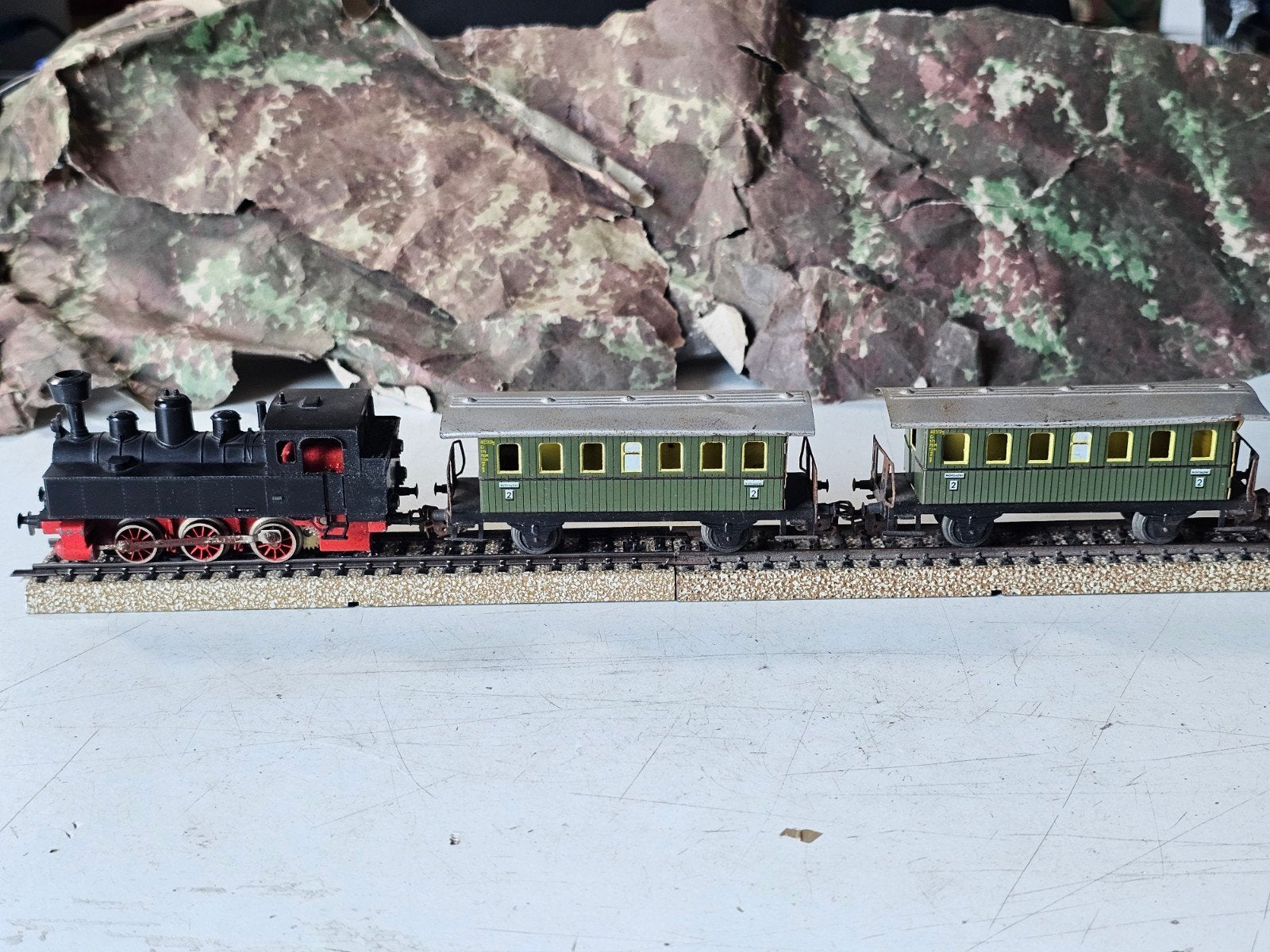 Märklin HO Stoomlocomotief met 2 Wagons - Treinset, Wisselstroom, Ophalen of Verzenden, Märklin, Gebruikt